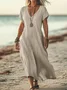 Casual Plain V Neck Maxi Dress