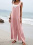Women's H-Line Tank Crew Neck Daily Going Out Casual Split Joint Plain Summer Long Jumpsuit Romper