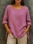 Women Plain Crew Neck Casual Long Sleeve T-shirt