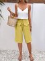 Women's  Elastic Waist H-Line Wide Leg Pants Daily Going Out Pants Apricot Casual Split Joint Plain Summer Pants