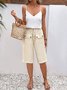 Women's  Elastic Waist H-Line Wide Leg Pants Daily Going Out Pants Apricot Casual Split Joint Plain Summer Pants