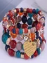 Best-selling Bohemian Alloy Love Pendant Multi-layer Elastic Rope Beaded Bracelet
