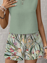 Women's Floral Print Casual Vest Shorts Two-Piece Set