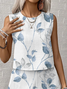 Women's Floral Print Casual Vest Shorts Two-Piece Set