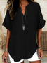 Women's V-Neck Short Sleeve Casual Shirt