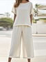 Casual Linen Crew Neck Two-Piece Set