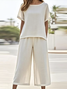Casual Linen Crew Neck Two-Piece Set