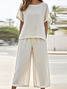 Casual Linen Crew Neck Two-Piece Set
