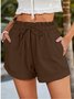 Casual Plain Drawstring Loose Shorts
