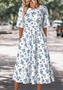 Crew Neck Loose Floral Casual Dress
