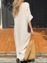 Casual Plain V Neck Maxi Dress No Scarf