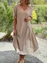 Casual Color Block Split Joint V Neck Maxi Dress