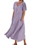 Casual Plain Crew Neck Maxi Dress