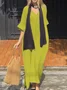Casual Plain V Neck Maxi Dress No Scarf