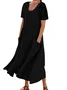 Casual Plain Crew Neck Maxi Dress