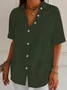 Women's Short Sleeve Shirt Summer Black Plain Printing Shirt Collar Daily Going Out Casual Top