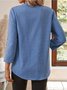 Linen V Neck Plain Casual Shirt