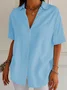 Women's Short Sleeve Shirt Summer Black Plain Printing Shirt Collar Daily Going Out Casual Top