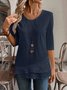 Regular Fit Crew Neck Linen Casual Shirt