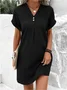 Women's Short Sleeve Summer Aqua Plain Split Joint V Neck Daily Going Out Vintage Maxi A-Line Tank Dress