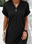 Women's Short Sleeve Summer Aqua Plain Split Joint V Neck Daily Going Out Vintage Maxi A-Line Tank Dress