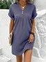 Women's Short Sleeve Summer Aqua Plain Split Joint V Neck Daily Going Out Vintage Maxi A-Line Tank Dress