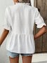 Cotton Casual V Neck Plain Shirt