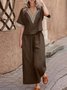 Casual Plain V Neck Two-Piece Set