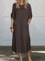 Casual Plain Crew Neck Maxi Dress