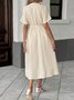 Vacation Plain Lace-up V Neck Maxi Dress