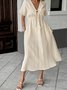 Vacation Plain Lace-up V Neck Maxi Dress