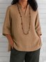 Casual Plain V Neck Blouse