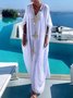 Vacation Ethnic V Neck Maxi Dress