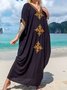 Vacation Ethnic V Neck Maxi Dress