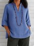 Casual Plain V Neck Blouse