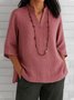 Casual Plain V Neck Blouse