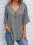 Cotton V Neck Plain Simple Blouse