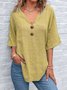 Cotton V Neck Plain Simple Blouse