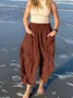 Women's  Elastic Waist H-Line Harem Pants Daily Going Out Pants Green Casual Split Joint Plain Spring/Fall Pants