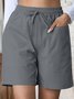 Plain Lace-Up Simple Regular Fit Shorts