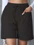 Plain Lace-Up Simple Regular Fit Shorts
