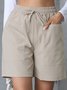 Plain Lace-Up Simple Regular Fit Shorts