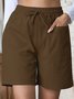 Plain Lace-Up Simple Regular Fit Shorts