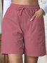 Plain Lace-Up Simple Regular Fit Shorts