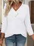 Women Plain V Neck Casual Half Sleeve T-shirt