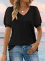 Women Polka Dots V Neck Casual Short Sleeve T-shirt