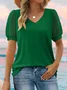 Women Polka Dots V Neck Casual Short Sleeve T-shirt