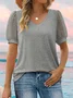 Women Polka Dots V Neck Casual Short Sleeve T-shirt