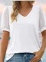 Women Polka Dots V Neck Casual Short Sleeve T-shirt
