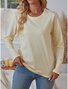 Women Plain Crew Neck Casual Long Sleeve T-shirt